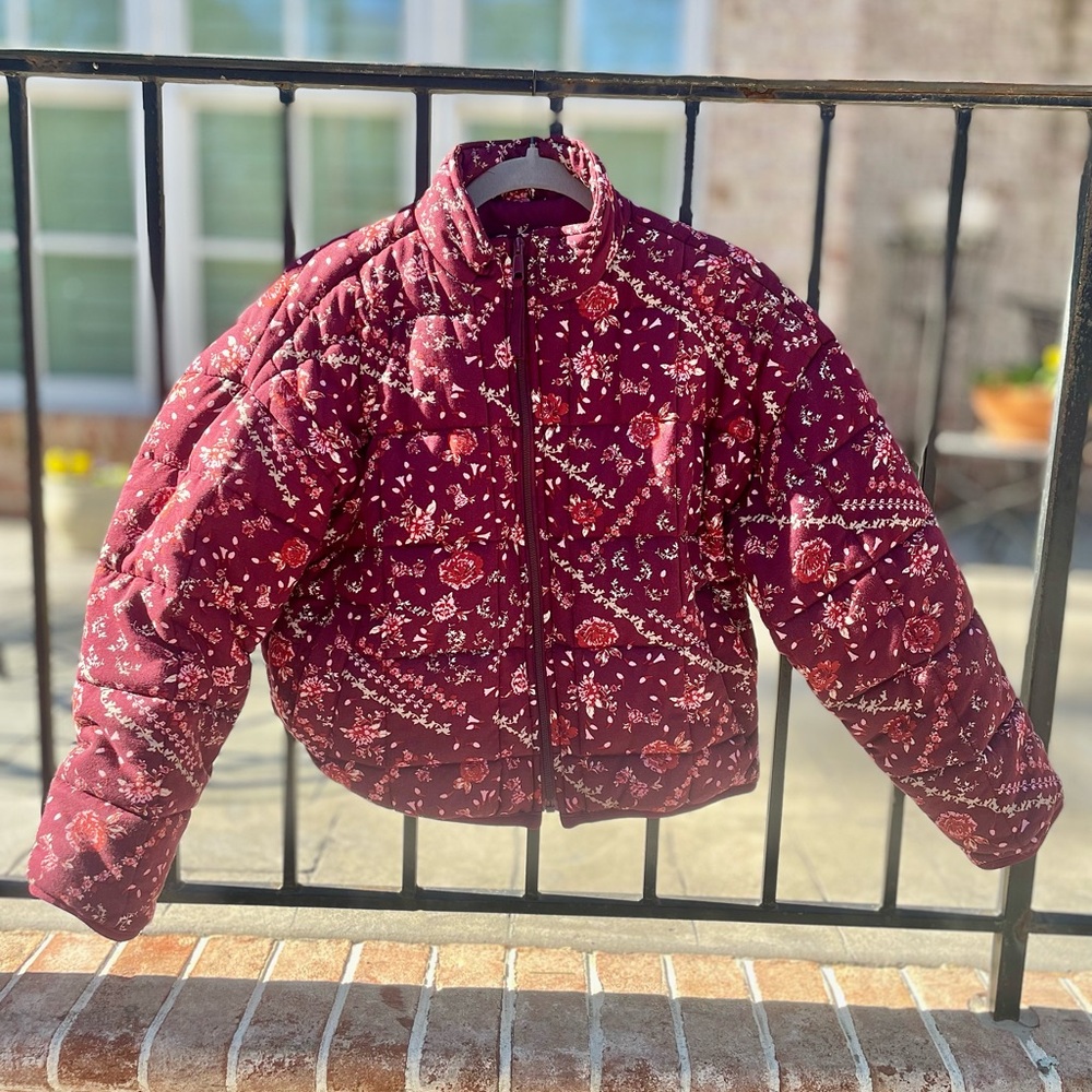 Floral Quilted Jacket in Burgundy